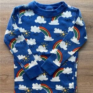 Hanna Andersson Blue Pajama Set with Rainbow and Cloud Print 3T